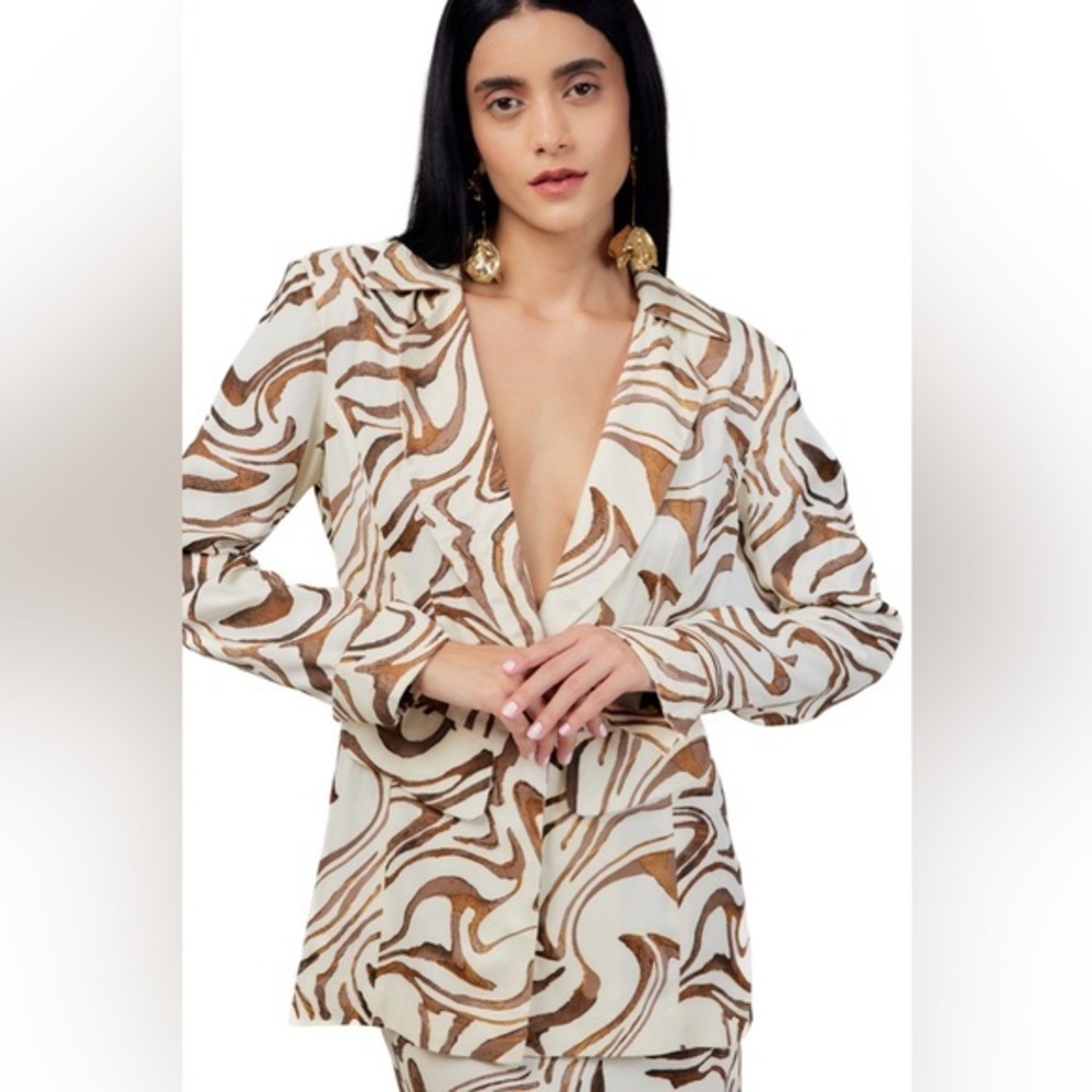 Ollari Swirl Print‎ Rebecca Blazer Size S NWT
